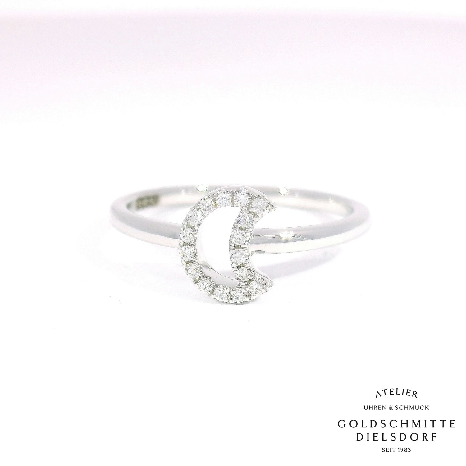 Halbmond-Ring – Weissgold 750 mit Brillanten Halbmond-Ring – Weissgold 750 mit Brillanten