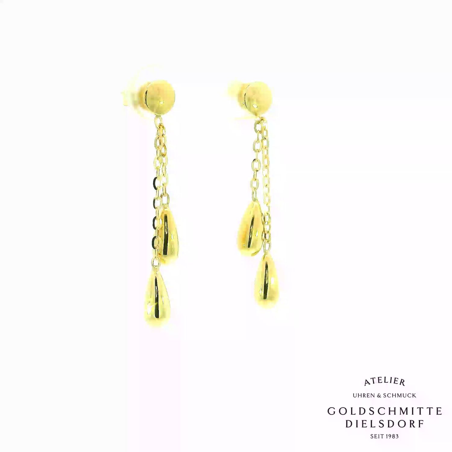 Ohrhänger mit Tropfen-Elementen in Gelbgold 750