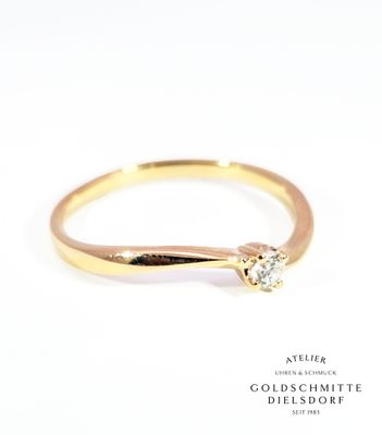 Solitär Ring mit Brillant in Gelbgold 750