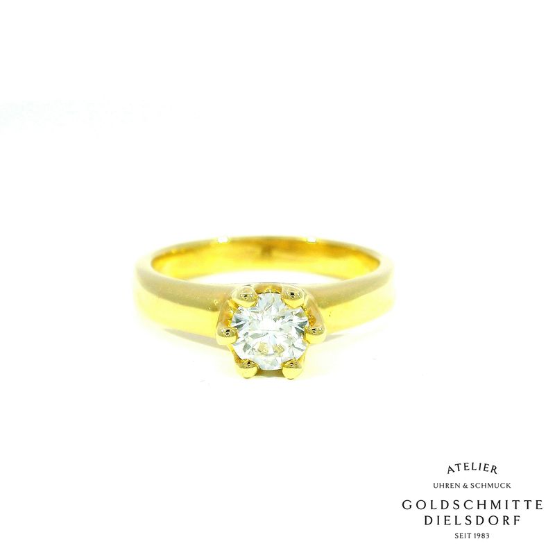 Solitär Ring mit 1 Brillant in Gelbgold 750