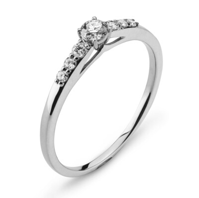 Solitär Ring mit 7 Brillanten Weissgold 750