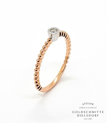 Solitär Ring mit 1 Brillant Rotgold 750