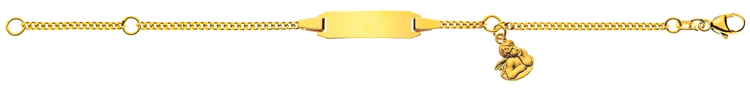 Bébé Bracelet Panzer mit Schutzengeli Gelbgold 750