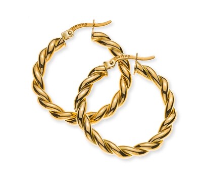 Creolen in Kordelmuster Gelbgold 750