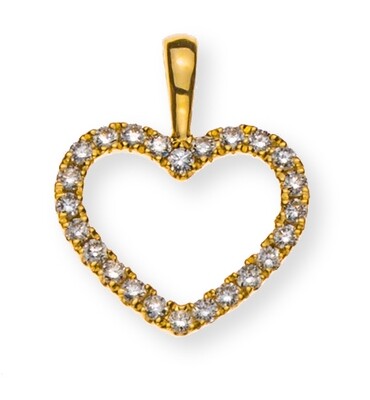 Anhänger Herz mit 24 Brillanten Gelbgold 750