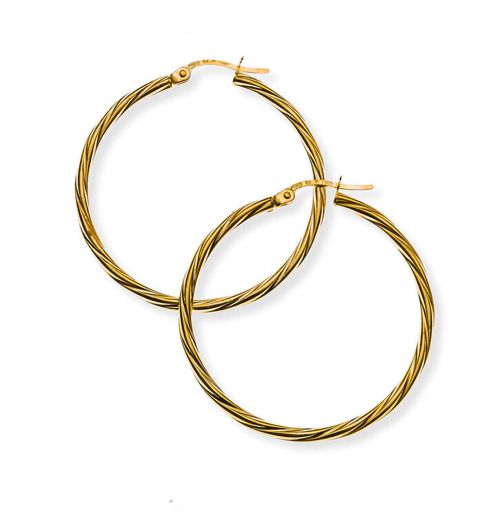 Creolen in Kordelmuster Gelbgold 750