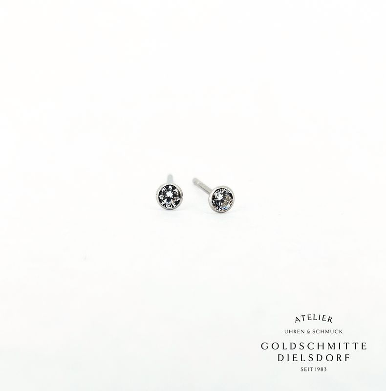 Solitär - Ohrstecker mit 2 Zirkonia Weissgold 750