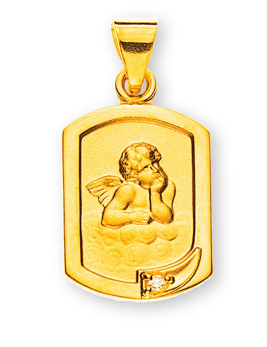 Anhänger SCHUTZENGEL mit Diamant in Gelbgold 750