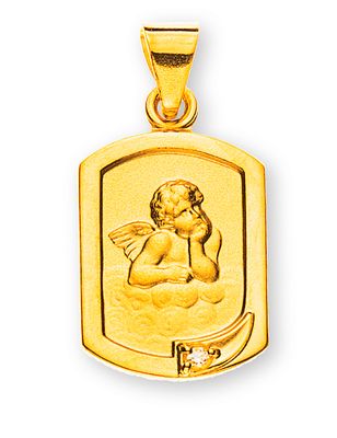 Anhänger SCHUTZENGEL mit Diamant in Gelbgold 750
