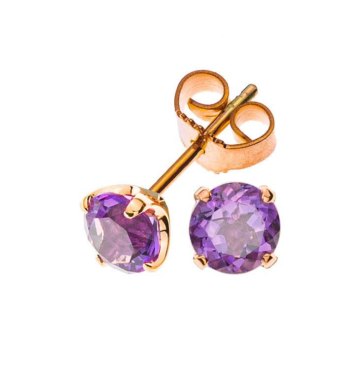 Solitär - Ohrstecker mit 2 Amethysten Roségold 750