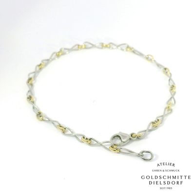 Armband Fantasie Muster bicolor Platin 950 / Gelbgold 750