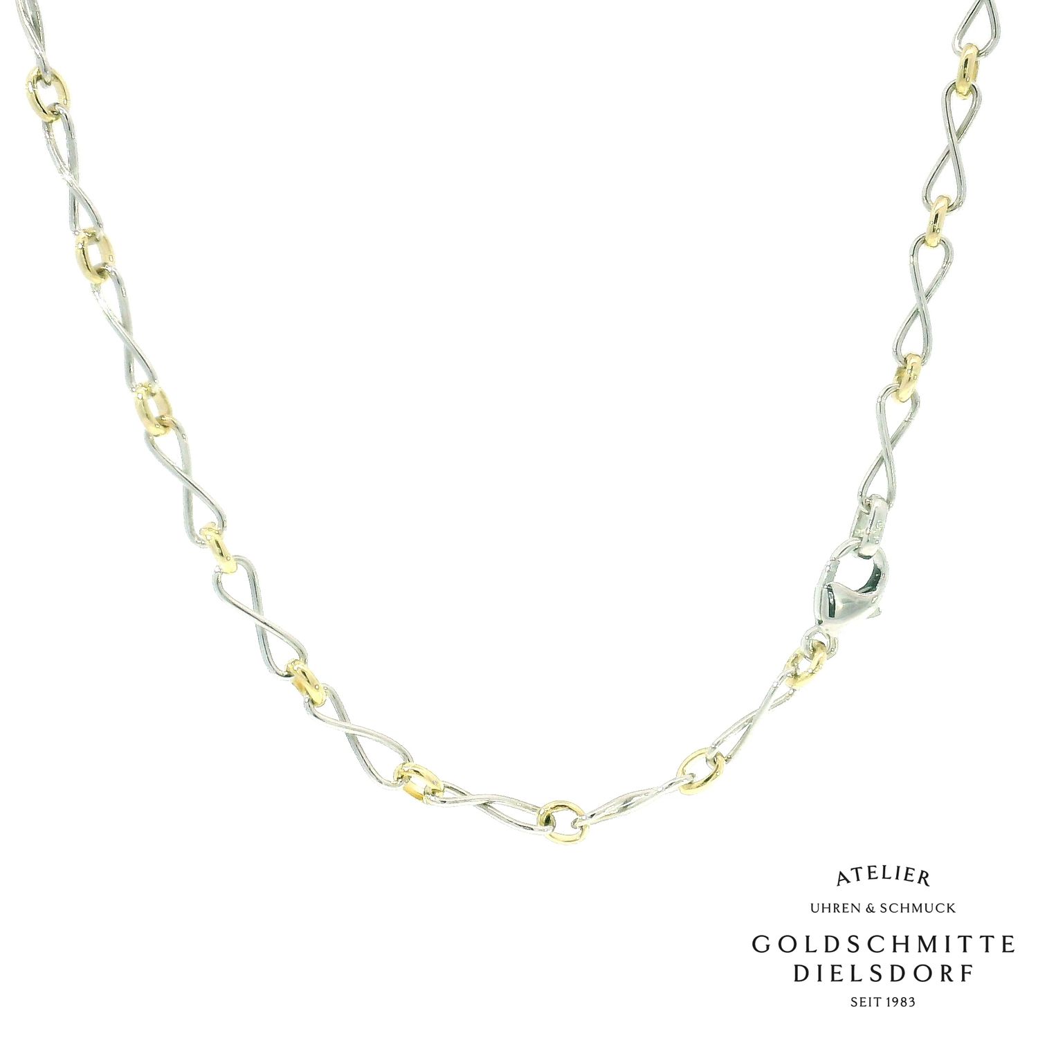 Halskette Fantasie Muster bicolor Platin 950 / Gelbgold 750