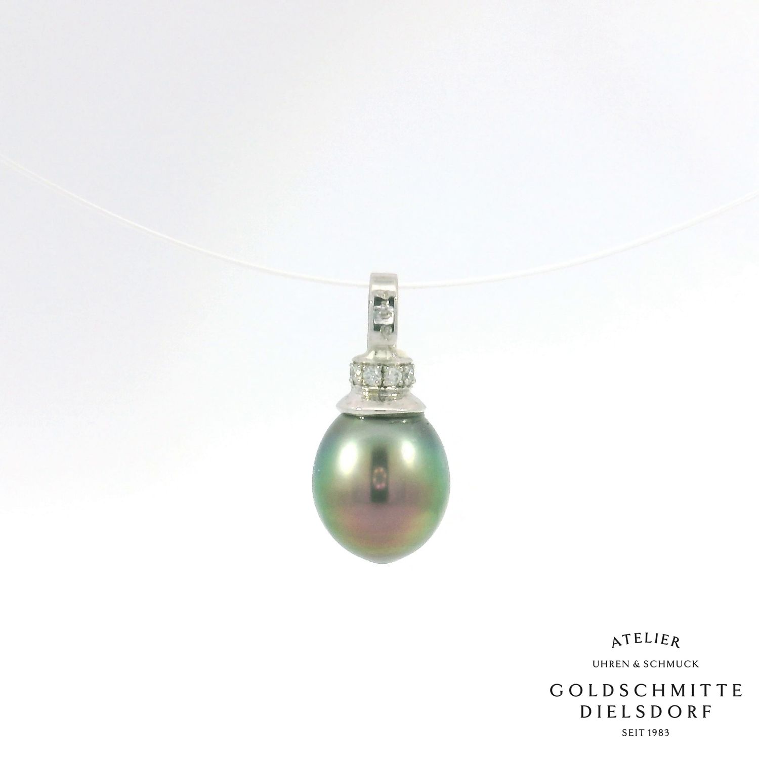 Anhänger mit Tahiti Perle und Brillanten in Weissgold 750