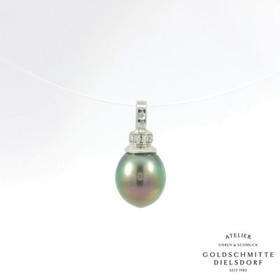 Anhänger mit Tahiti Perle und Brillanten in Weissgold 750