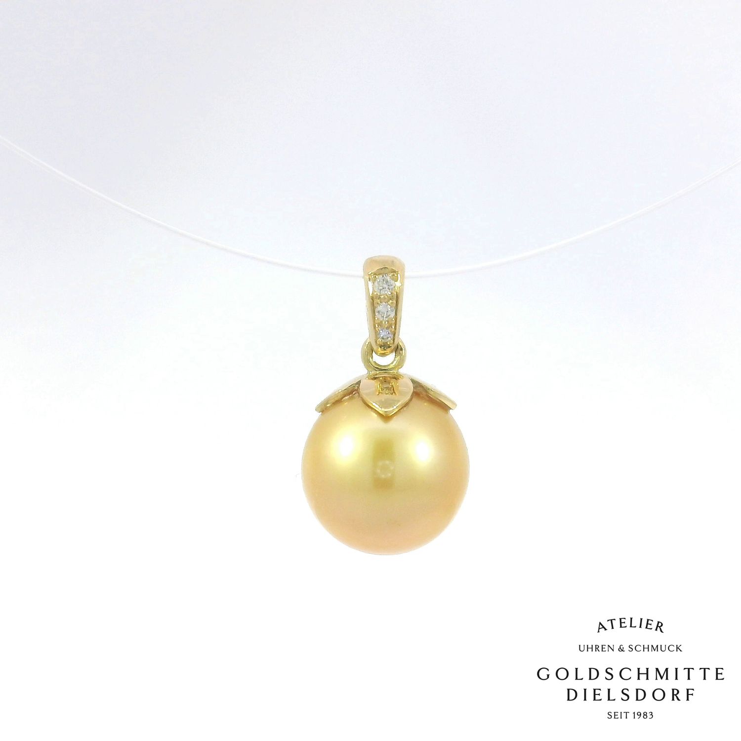 Südsee Perlen Anhänger in Gelbgold 750 mit Brillanten
