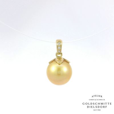 Südsee Perlen Anhänger in Gelbgold 750 mit Brillanten