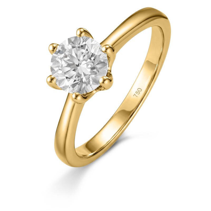 Solitär Ring Gelbgold 750 mit Labor Brillant 0.77 ct Solitär Ring Gelbgold 750 mit Labor Brillant 0.77 ct
