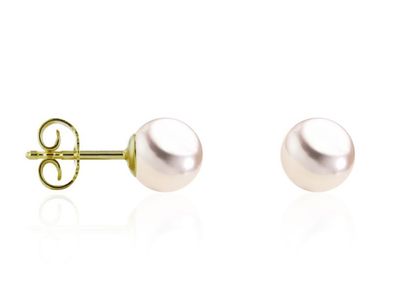 Akoya Perlen Ohrstecker in Gelbgold 750 – 6,5-7mm