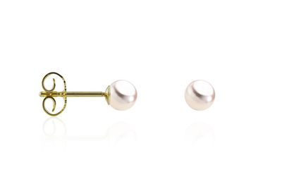Akoya Perlen Ohrstecker in Gelbgold 750 – 6–6,5 mm