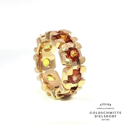 Damenring Flashlight mit Multicolor Saphiren in Gelbgold 750
