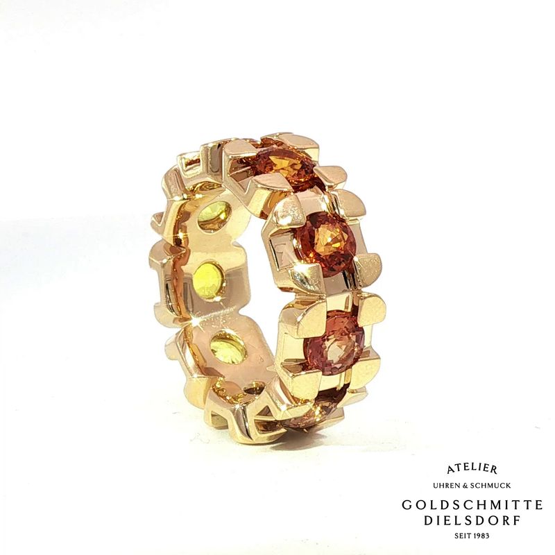 Damenring Flashlight mit Multicolor Saphiren in Gelbgold 750 Damenring Flashlight mit Multicolor Saphiren in Gelbgold 750