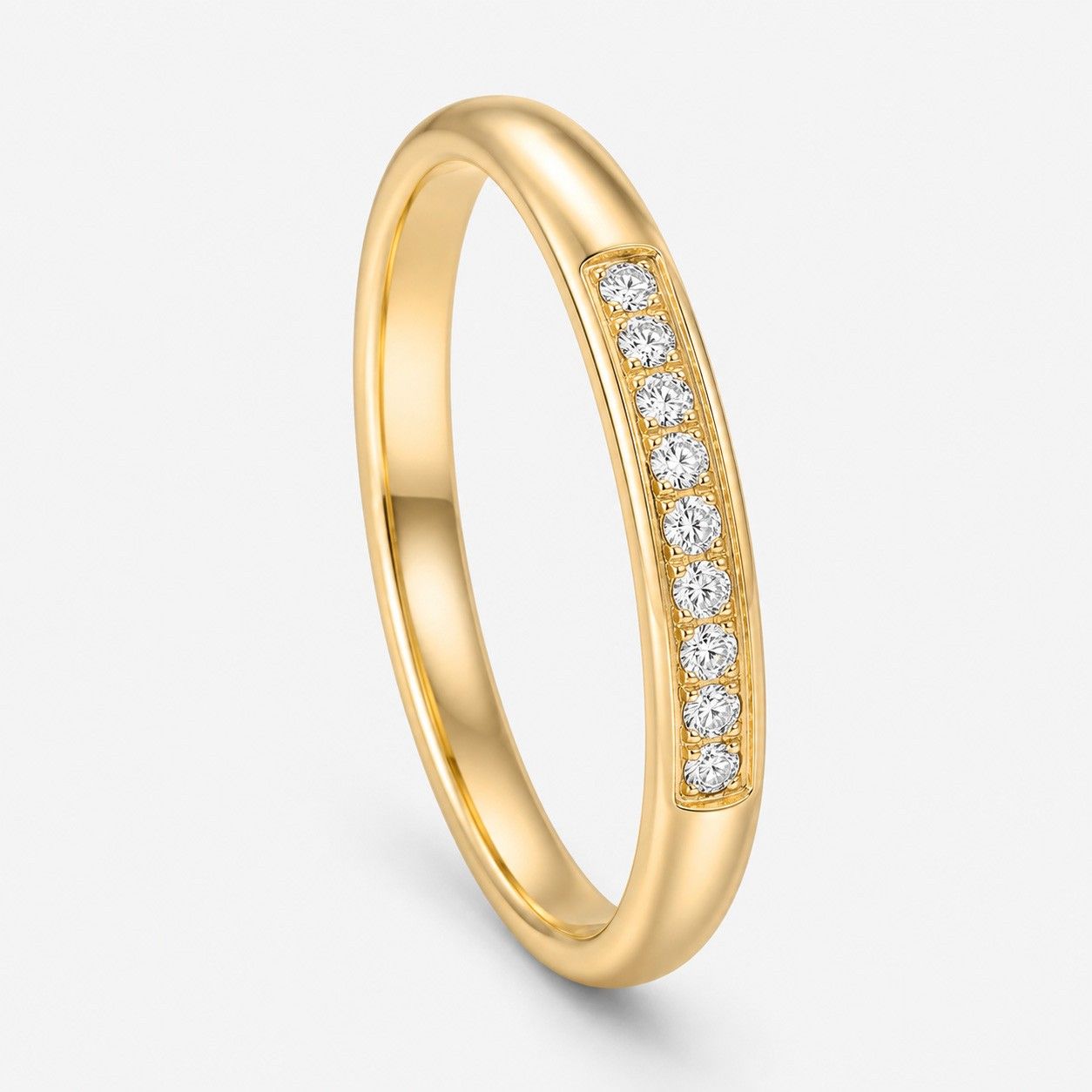 Trauring mit 5 Brillanten in Gelbgold 750