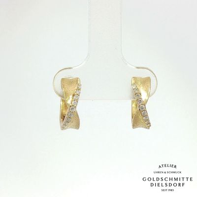 Scharniercreolen Gelbgold 750 mit Brillanten 0.13 ct.