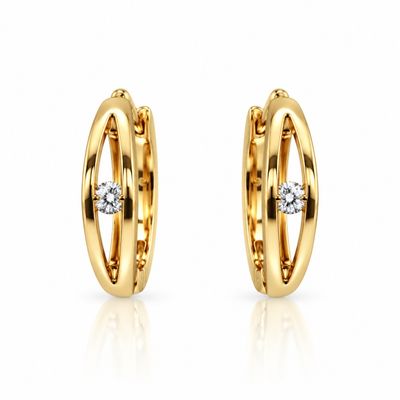 Elegante Scharniercreolen aus Gelbgold 750 mit schwebenden Brillanten Elegante Scharniercreolen aus Gelbgold 750 mit schwebenden Brillanten