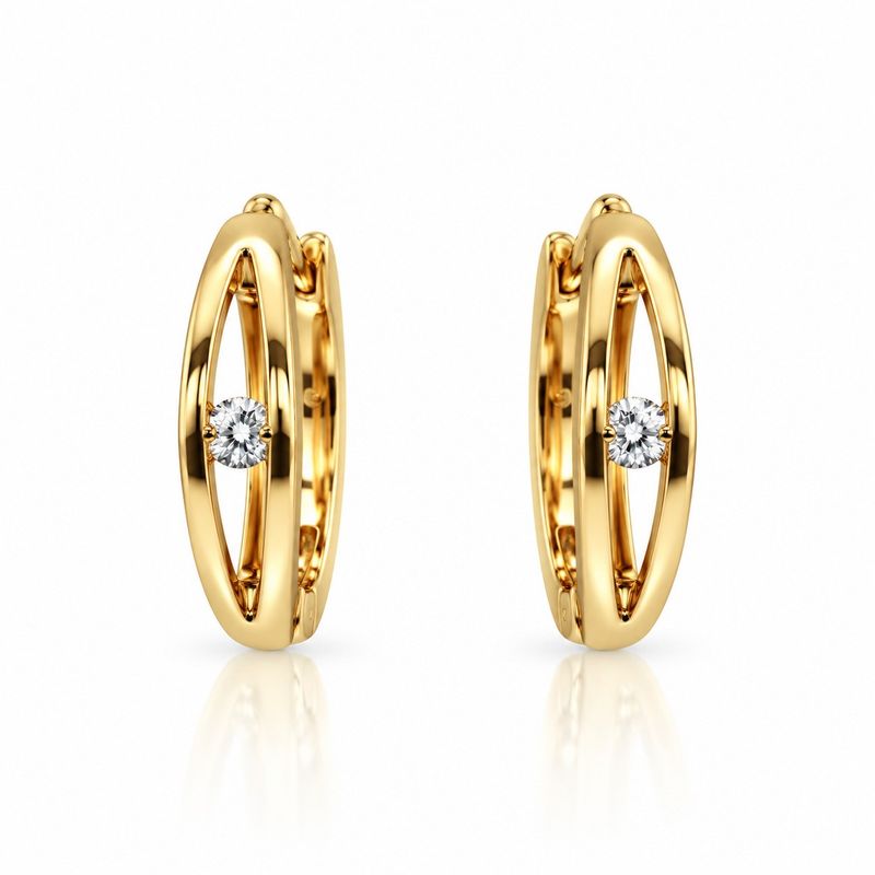 Elegante Scharniercreolen aus Gelbgold 750 mit schwebenden Brillanten