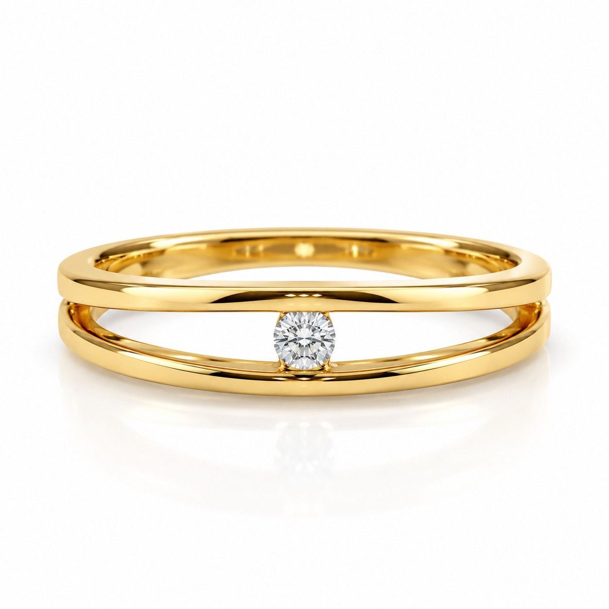 Eleganter Damenring aus Gelbgold 750 mit schwebendem Brillant