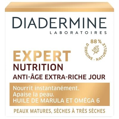 Diadermine - Crème de Jour Anti-Âge Extra Riche Promotion =20% - Expert Nutrition - Soin Jour - Peaux Matures Sèches à Très Sèches - Soin Anti-Age