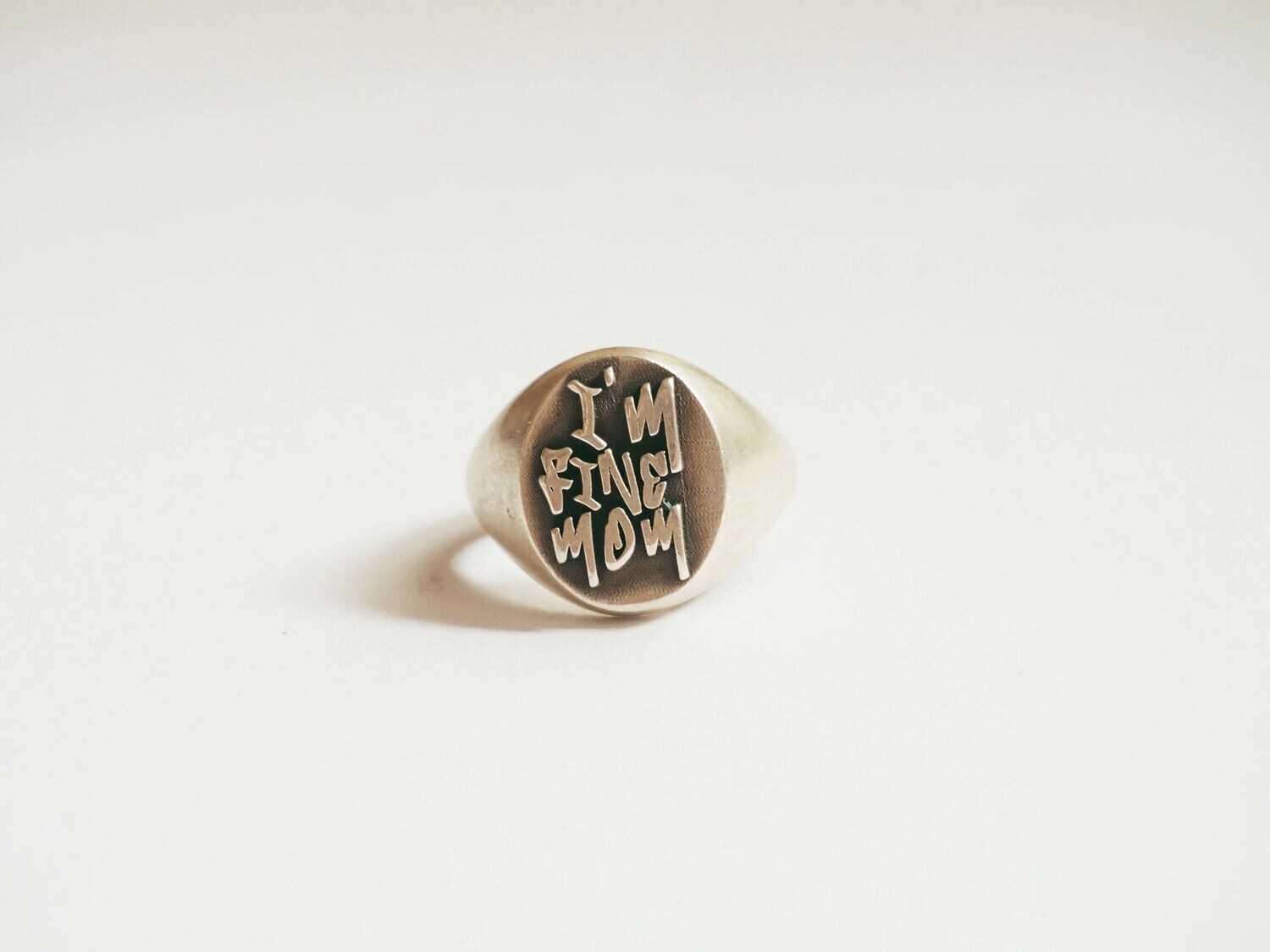 I'M FINE MOM silver ring