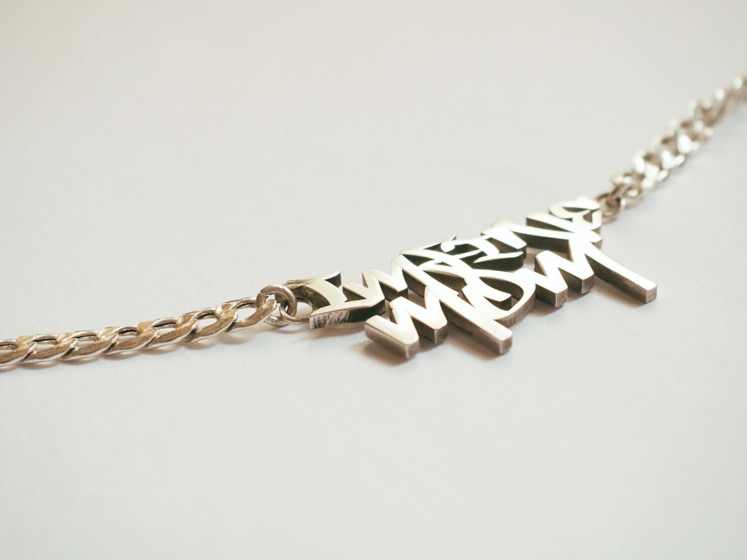 I'M FINE MOM silver necklace