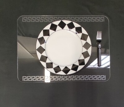 Tablette tovaglietta in plexiglass trasparente Collezione Diafanìs.  Cm. 45x35. Confezione da 2 pezzi.