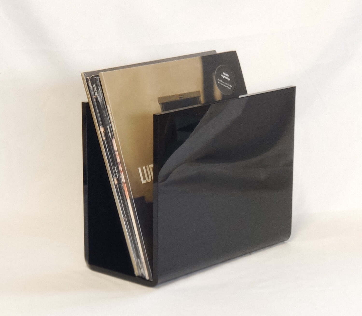 Porta dischi vinili in plexiglass nero- design