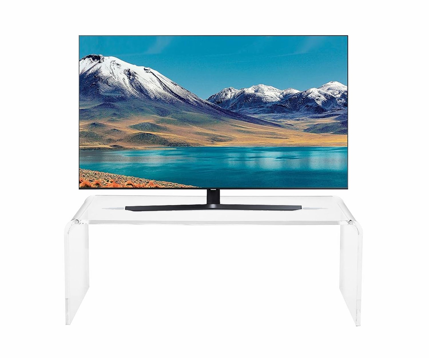 Cavinato acrylics - Supporto - Tavolino per TV &quot;VISION&quot; in plexiglass trasparente. Alto spessore 12 mm.! Made in ITALY (70x35xH. 35)
