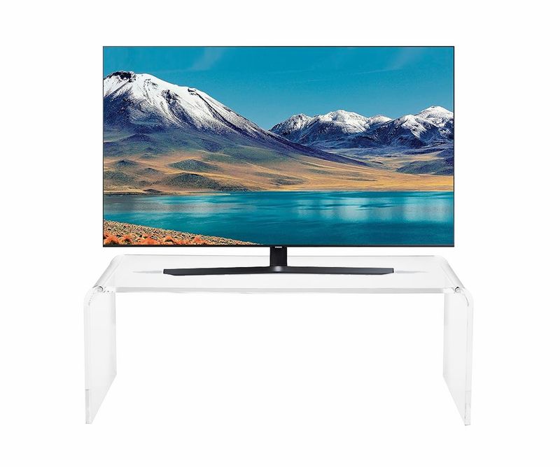 Cavinato acrylics - Supporto - Tavolino per TV &quot;VISION&quot; in plexiglass trasparente. Alto spessore 12 mm.! Made in ITALY (70x35xH. 35)