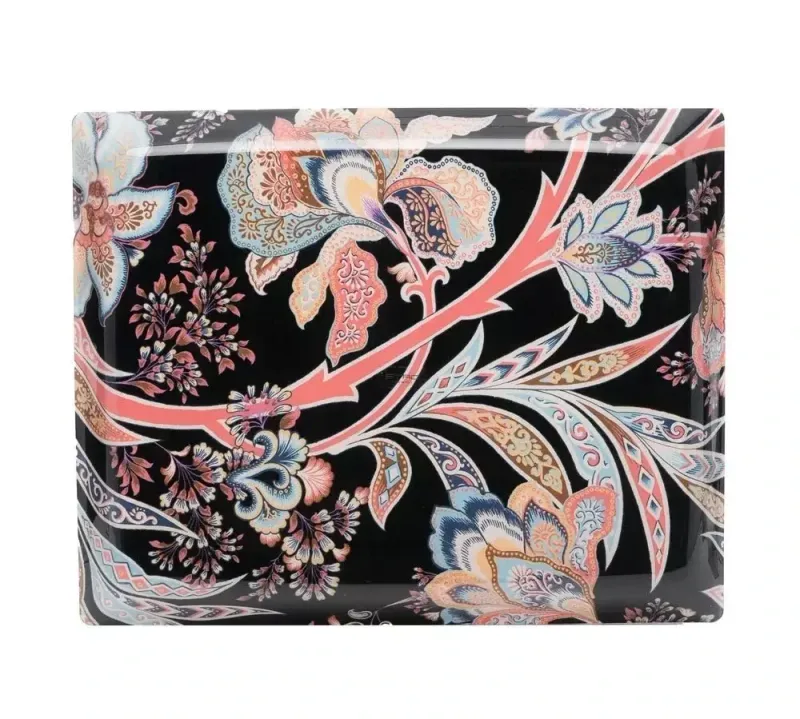 Vassoio in plexiglass "Flowers on black"