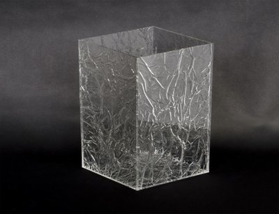 Gettacarte - cestino in plexiglass trasparente "ghiacciato".