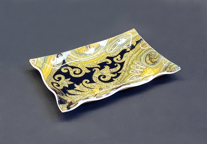 Vuotatasche - vassoietto in plexiglass con tessuto &quot;Damasco nero&quot;