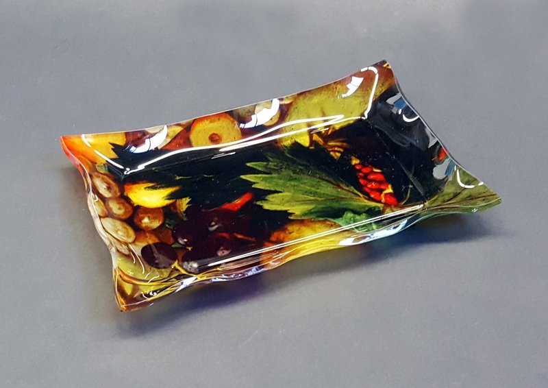 Vuotatasche - vassoietto in plexiglass con tessuto &quot;Frutta&quot;