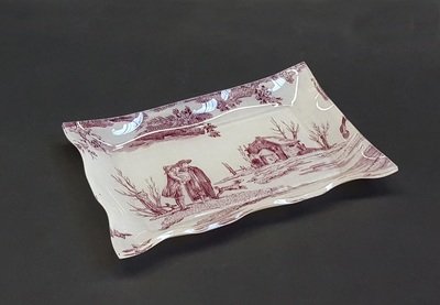 Vuotatasche - vassoietto in plexiglass con tessuto &quot;Toile de jouy&quot; BORDEAUX