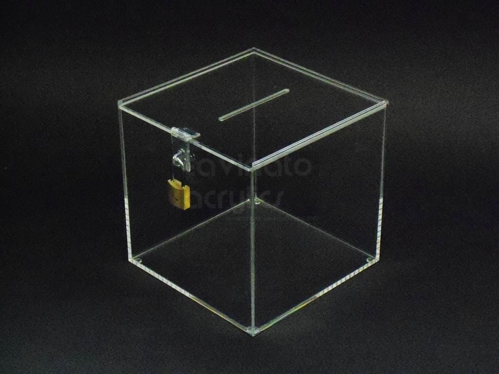 URNA / BOX / SALVADANAIO IN PLEXIGLASS cm. 25X25X25 Trasparente