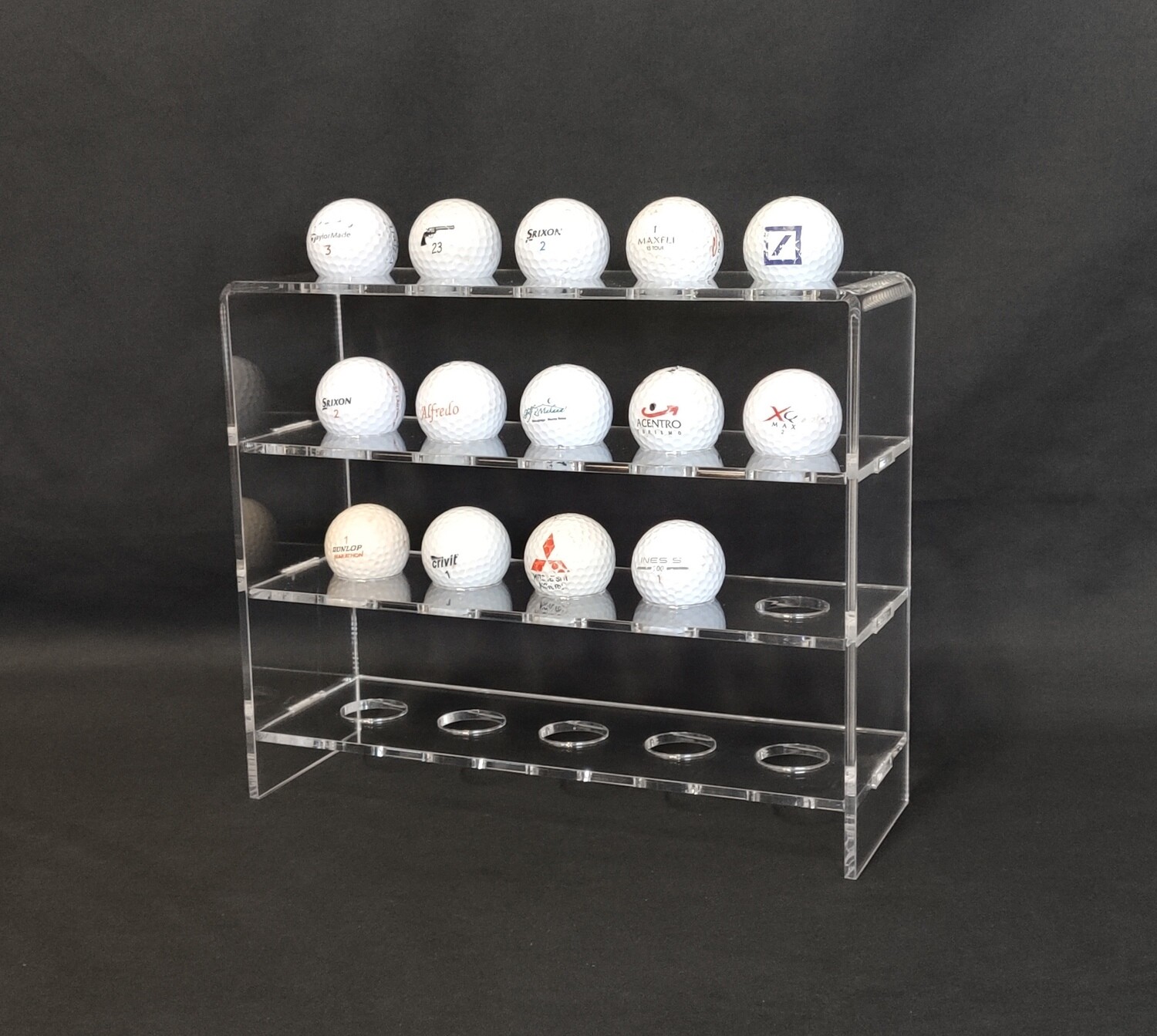 Bacheca espositore in plexiglass per palline da golf