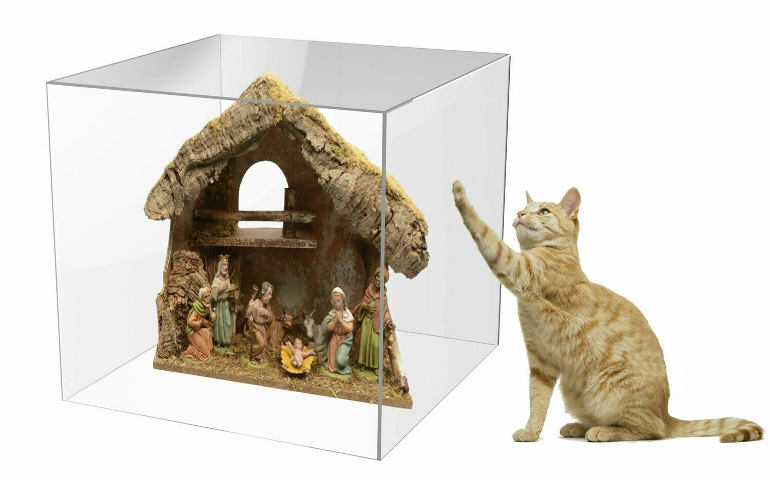 Teca - vetrinetta per presepe in PLEXIGLASS cm. 27,4 x 27,4 x H. 27,4