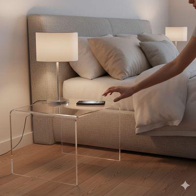 Tavolino - alzata a ponte in plexiglass trasparente cm. 35x33xH. 26,5 Tavolino - alzata a ponte in plexiglass trasparente cm. 35x33xH. 26,5