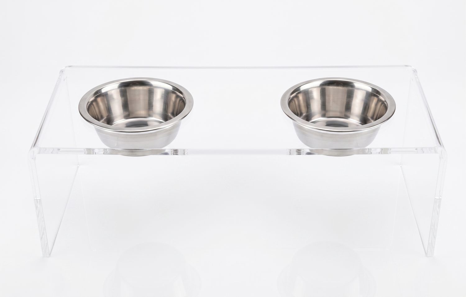 Mangiatoia porta ciotole per cani e gatti in plexiglass trasparente "Cosmo" LARGE