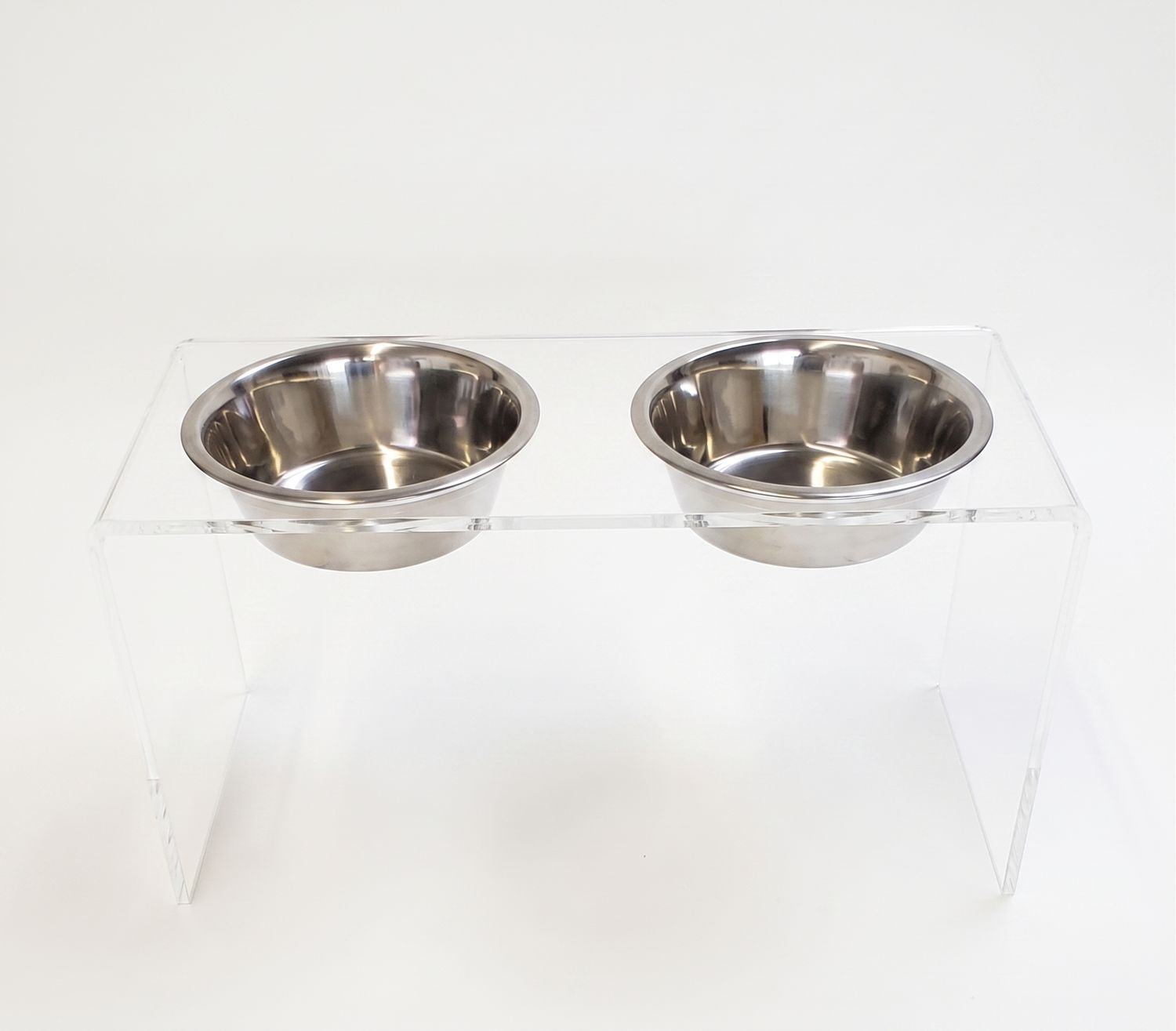 Mangiatoia porta ciotole per cani e gatti in plexiglass trasparente "Cosmo" XLARGE