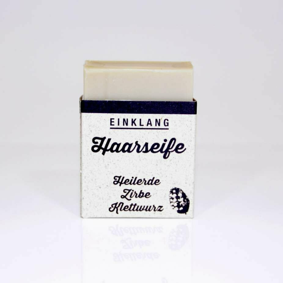 Haarseife, naturrein  Zirbe, Klettwurz und Heilerde