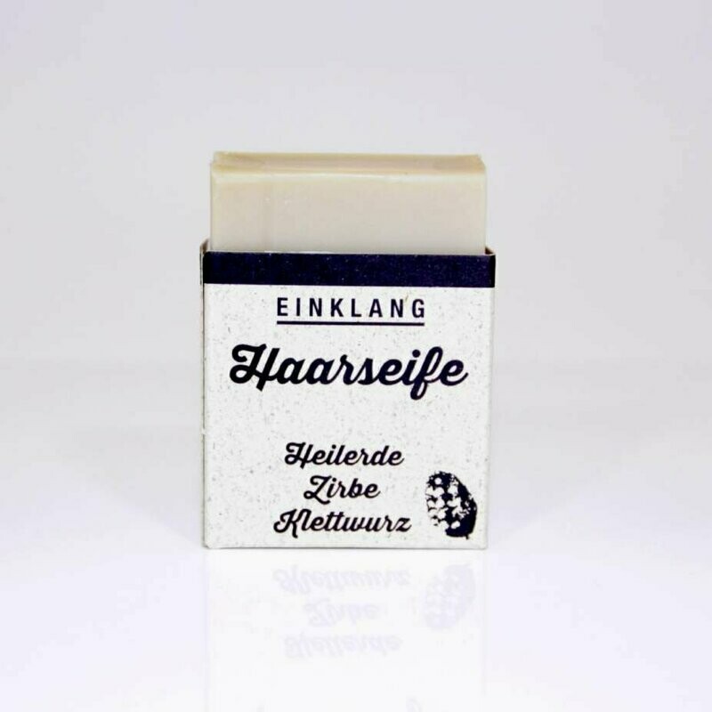 Haarseife, naturrein Zirbe, Klettwurz und Heilerde Haarseife, naturrein Zirbe, Klettwurz und Heilerde